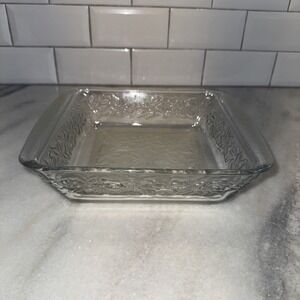 Princess House Square Crystal Fantasia Baking Dish  Clear Cut Glass Vintage